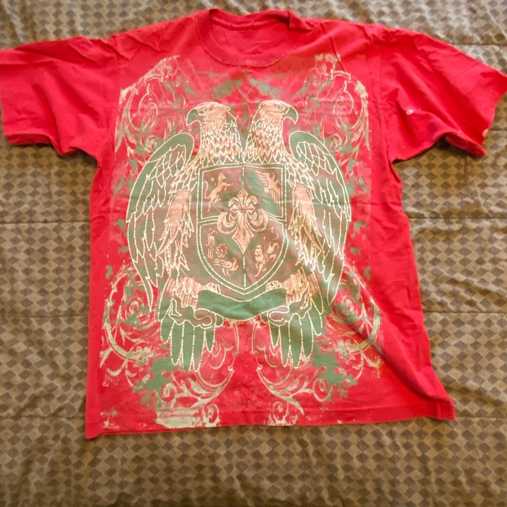 Red Streetwear Eagle Watch Slay T-Shirt!!! (Small Bleach Spots)